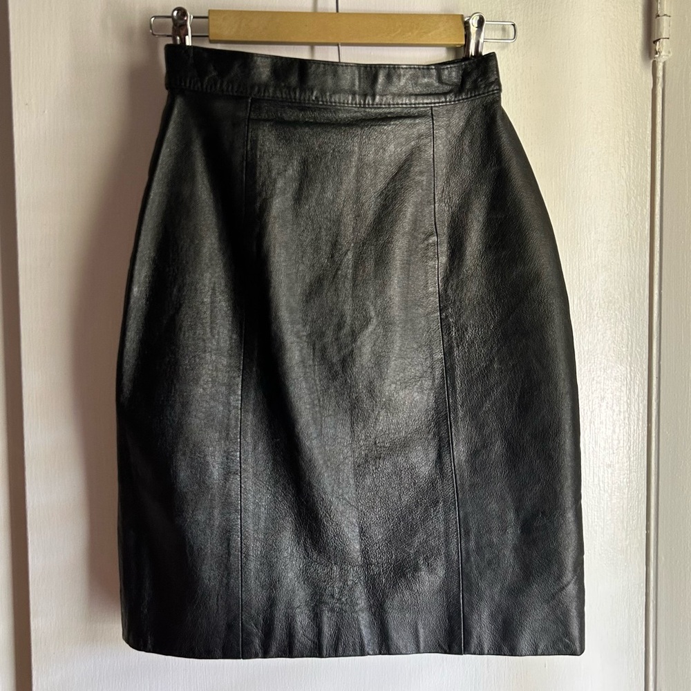 Vintage Otto Pelle Black Leather Skirt